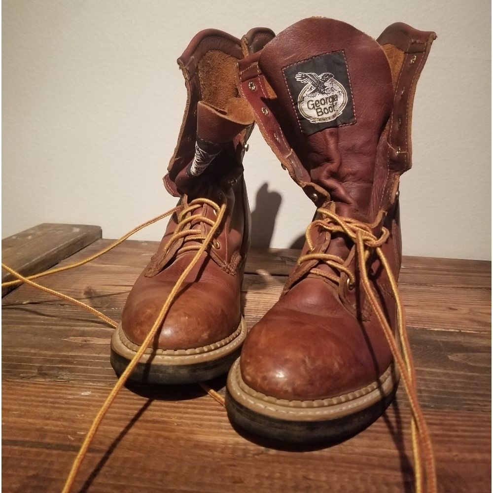 RACK#1 GEORGIA BOOTS  STEEL TOE BOOTS SIZE 7.5M
